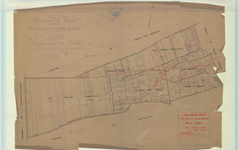 Vitry-la-Ville (51648). Section A1 échelle 1/2500, plan mis à jour pour 1933, plan non régulier (calque)