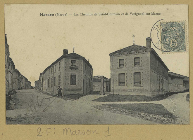 MARSON. Les chemin de Saint-Germain et de Vésigneul-sur-Marne.