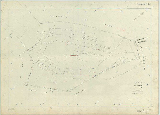 Saint-Amand-sur-Fion (51472). Section ZM échelle 1/2000, plan remembré pour 1982, plan régulier (papier armé)