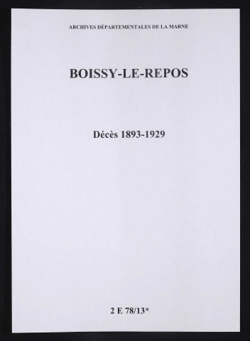 Boissy-le-Repos. Décès 1893-1929