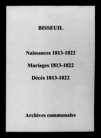 Bisseuil. Naissances, mariages, décès 1813-1822