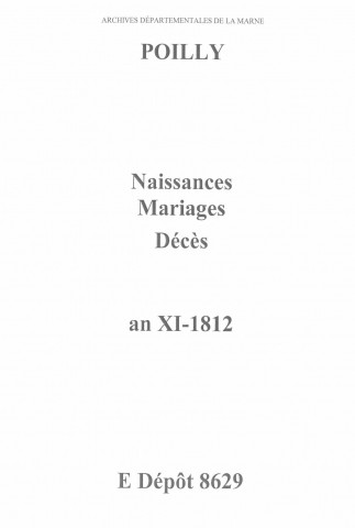 Poilly. Naissances, mariages, décès an XI-1812