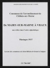 Communes de Mairy-sur-Marne à Vraux de l'arrondissement de Châlons. Mariages 1917