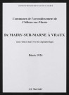 Communes de Mairy-sur-Marne à Vraux de l'arrondissement de Châlons. Décès 1924