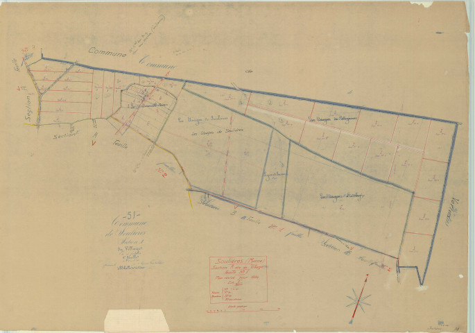 Soulières (51558). Section A1 échelle 1/2500, plan mis à jour pour 1934, plan non régulier (papier)