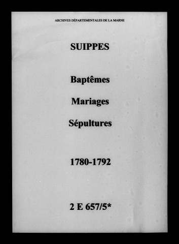 Suippes. Baptêmes, mariages, sépultures 1780-1792