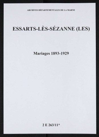 Essarts-lès-Sézanne (Les). Mariages 1893-1929