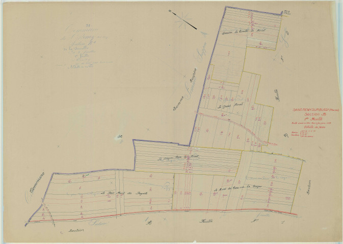 Saint-Remy-sur-Bussy (51515). Section B1 échelle 1/2500, plan mis à jour pour 1957, plan non régulier (papier)