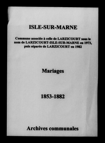 Isle-sur-Marne. Mariages 1853-1882