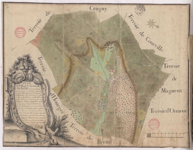 Plan du village et terroir d'Unchair (1774), Pierre Villain
