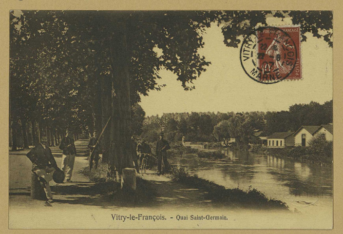 VITRY-LE-FRANÇOIS. Quai Saint-Germain.
Édition A. SimonisVitry-le-François.[vers 1907]