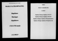 Mailly. Baptêmes, mariages, sépultures 1715-1754