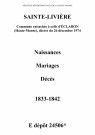 Sainte-Livière. Naissances, mariages, décès 1833-1842