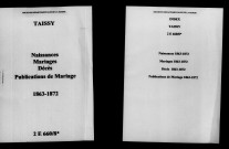 Taissy. Naissances, mariages, décès, publications de mariage 1863-1872