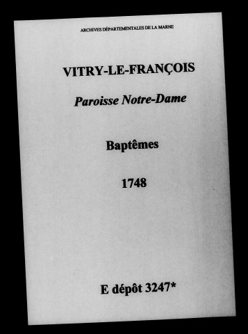 Vitry-le-François. Notre-Dame. Baptêmes 1748