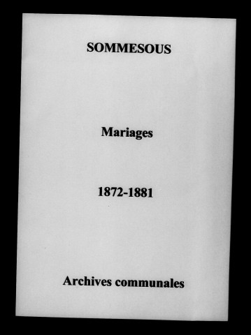 Sommesous. Mariages 1872-1881