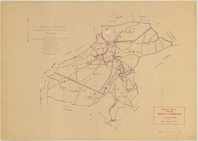 Neuvy (51402). Tableau d'assemblage échelle 1/10000, plan mis à jour pour 01/01/1937, non régulier (papier)