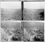 Fleury-devant-Douaumont. Ravin de la Caillette face à Souville (vue 1). Verdun après l'attaque (vue 2)