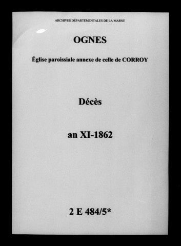 Ognes. Décès an XI-1862