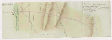 Plan du chemin du village d'Ecury sur Côle à la route de Chalons à Troyes, 1784.