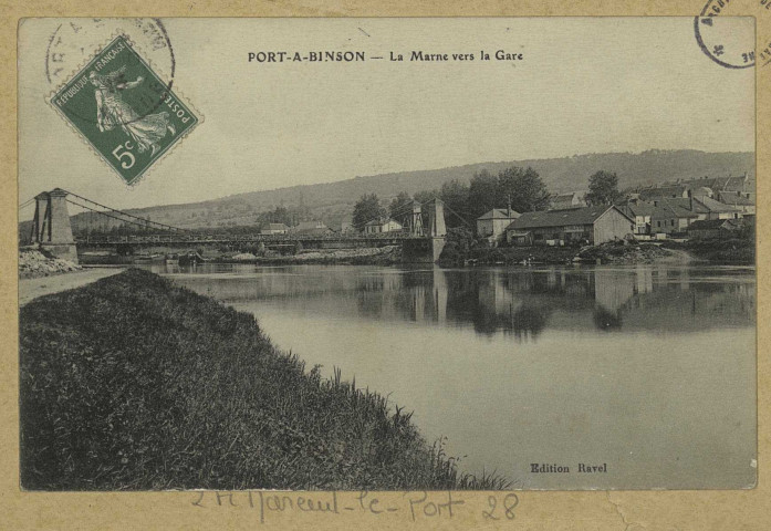 MAREUIL-LE-PORT. Port-à-Binson-La Marne vers la Gare.
Édition Ravel.[vers 1913]