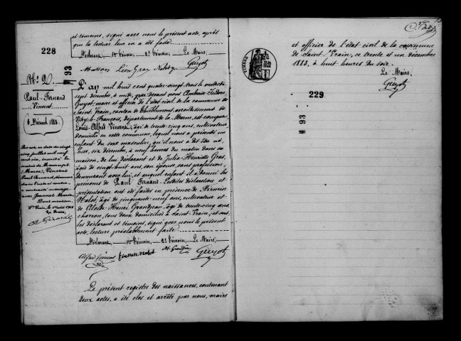 Saint-Vrain. Naissances, mariages, décès et tables décennales des naissances, mariages, décès 1883-1892