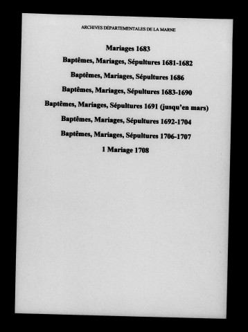 Chouilly. Baptêmes, mariages, sépultures 1642-1708