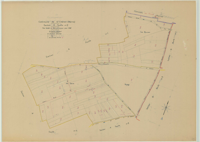 Saint-Chéron (51475). Section A2 échelle 1/2000, plan mis à jour pour 1955, plan non régulier (papier)