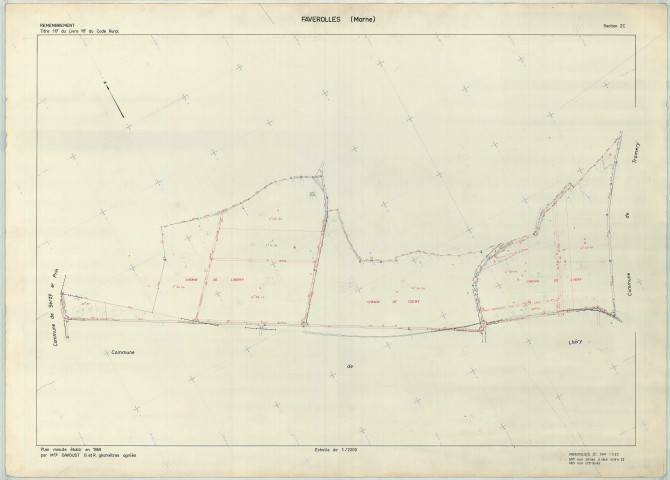 Faverolles-et-Coëmy (51245). Section ZC échelle 1/2000, plan remembré pour 1976, plan régulier (papier armé).