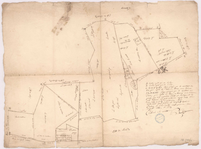 Plan des cantons litigieux entre Berru et Cernay (1774), Crion