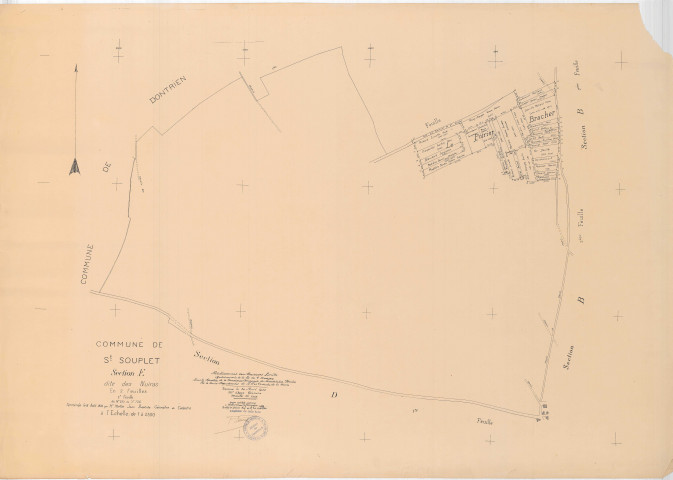 Saint-Souplet-sur-Py (51517). Section E2 échelle 1/2500, plan mis à jour pour 1923, plan non régulier (papier).