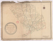 Atlas de Berméricourt, cartes au simple trait des 41 cantons de cette terre dans lesquels sont marqués, par une petite croix de malthe, les terres du domaine de la Commanderie du Temple de Reims : Plan général de la terre de Berméricourt divisée en 41 cantons (1787)