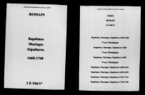 Romain. Baptêmes, mariages, sépultures 1668-1740