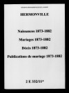 Hermonville. Naissances, mariages, décès, publications de mariage 1873-1882