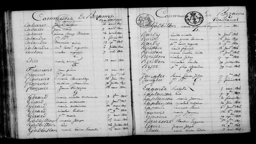 Bezannes. Table décennale 1813-1822