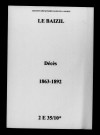 Baizil (Le). Décès 1863-1892