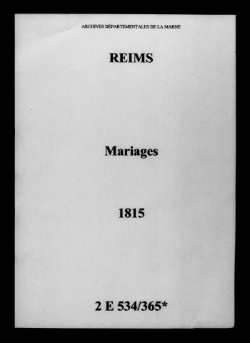 Reims. Mariages 1815