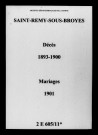 Saint-Remy-sous-Broyes. Décès, mariages 1893-1901