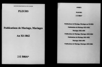 Pleurs. Publications de mariage, mariages an XI-1862