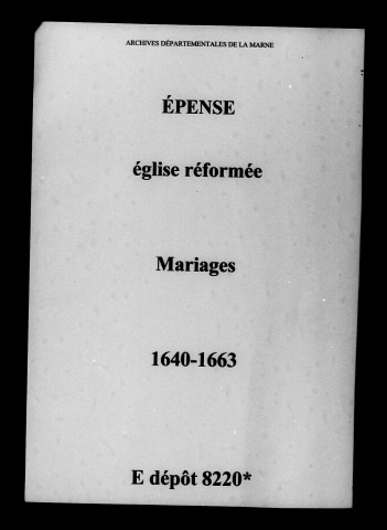 Épense. Baptêmes, mariages, sépultures 1640-1685