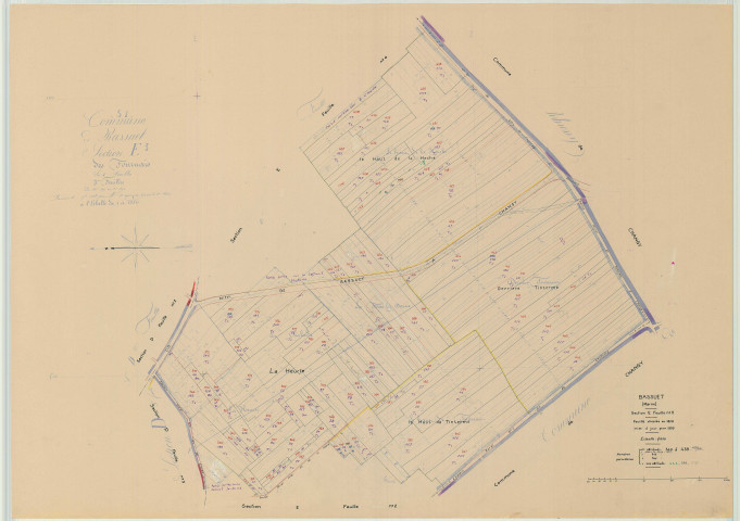 Bassuet (51040). Section E3 échelle 1/1250, plan mis à jour pour 1958, plan non régulier (papier)