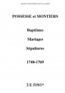 Possesse. Baptêmes, mariages, sépultures 1740-1769