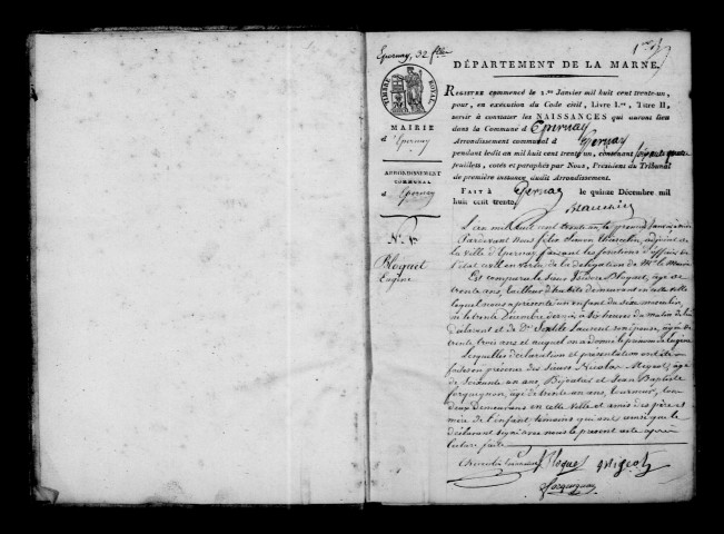 Épernay. Naissances 1831