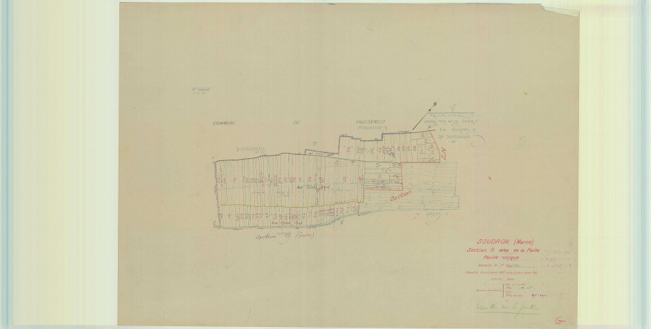 Soudron (51556). Section G échelle 1/5000, plan mis à jour pour 1957 (section G1 5e partie), plan non régulier (papier)