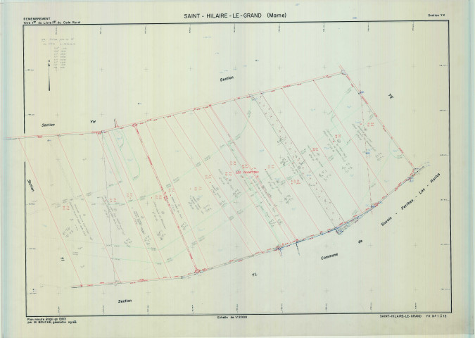 Saint-Hilaire-le-Grand (51486). Section YK échelle 1/2000, plan remembré pour 1983, plan régulier (calque)