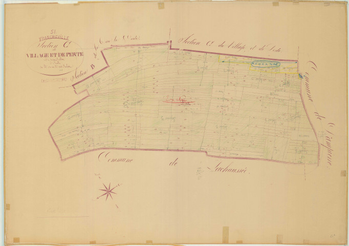 Francheville (51259). Section C échelle 1/2500, plan napoléonien sans date, plan non régulier (papier)