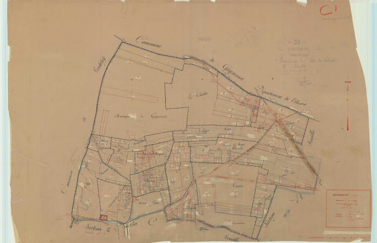 Bouvancourt (51077). Section C1 échelle 1/2500, plan mis à jour pour 1933, plan non régulier (papier).
