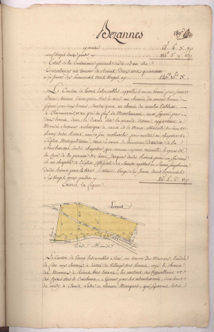 Plan d'un canton de terres labourables appellé le mont hermé près Saint Brice (vers 1783), Villain