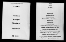 Congy. Baptêmes, mariages, sépultures 1628-1769
