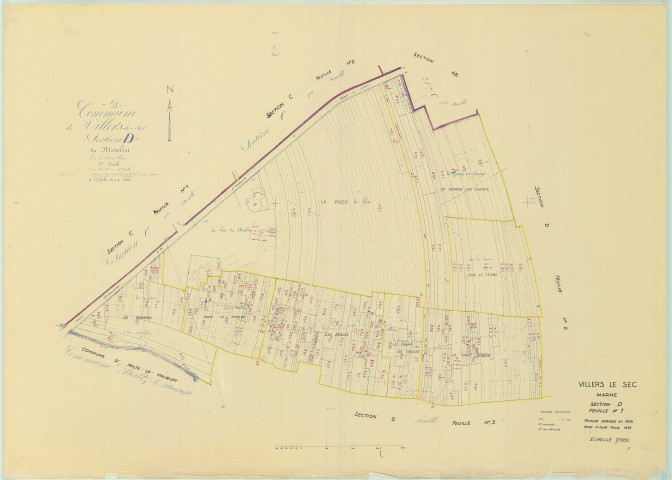 Villers-le-Sec (51635). Section D1 échelle 1/1250, plan mis à jour pour 1971, plan non régulier (papier)